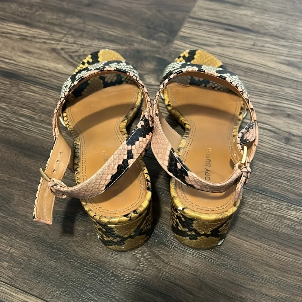 Tory Burch Multicolor Snake Print Strappy Heeled Sandal